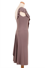Load image into Gallery viewer, Elephant Gray Tango Dress with Asymmetric Back & Ruffled Bust