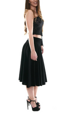 Load image into Gallery viewer, Black velvet skirt with voluminous ruffles