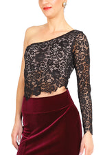 Load image into Gallery viewer, One-shoulder Guipure Lace Milonga Top