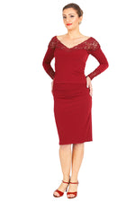 Load image into Gallery viewer, Red Tango Top With Lace Décolletage