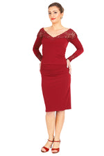 Load image into Gallery viewer, Red Tango Top With Lace Décolletage
