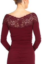 Load image into Gallery viewer, Long Sleeved Tango Top With Lace Décolletage
