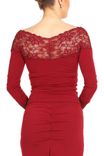 Load image into Gallery viewer, Red Tango Top With Lace Décolletage