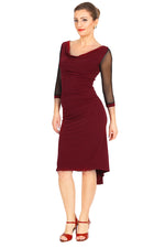 Load image into Gallery viewer, Burgundy Tango Top With Tulle Sleeves