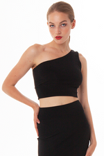Load image into Gallery viewer, One Shoulder Crop Top With Side Cutout