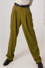 Load image into Gallery viewer, Olive Green Viscose Tango Pants With Front & Back Pleat (40,42)