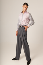 Load image into Gallery viewer, Grey Tango Pants With Four Pleats And Decorative Back Waistline