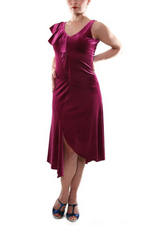 Load image into Gallery viewer, Velvet Argentine Tango Dress With Shoulder Ruffles
