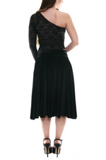 Load image into Gallery viewer, Black velvet skirt with voluminous ruffles