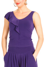Load image into Gallery viewer, Purple Jersey Tango Top with Ruffles