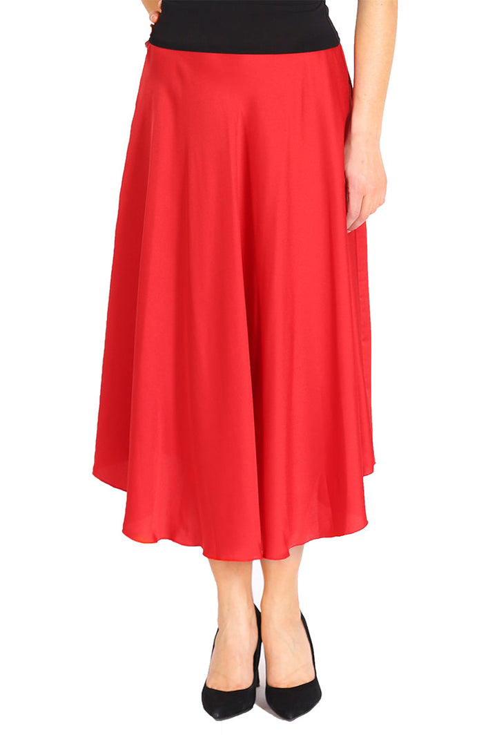 Red Satin Long Tango Skirt