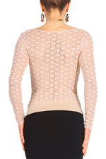 Load image into Gallery viewer, Beige Tango Top With Lace Back And Long Sleeves
