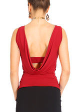 Load image into Gallery viewer, Red Tango Top With Back Draping and Strap