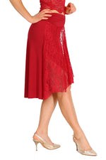 Load image into Gallery viewer, Red Tango Skirt with Lace Panel