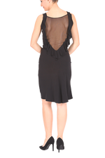 Load image into Gallery viewer, Black Tango Dress With Draped Back And Tulle Details