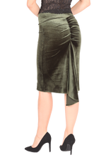 Load image into Gallery viewer, Olive Green Velvet Fishtail Tango Skirt
