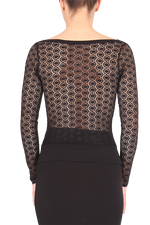 Load image into Gallery viewer, Black Tango Top With Lace Back And Long Sleeves
