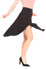Load image into Gallery viewer, Tango dance skirt with rich back draping - black