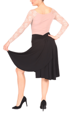 Load image into Gallery viewer, Tango dance skirt with rich back draping - black