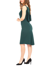 Load image into Gallery viewer, Elegant Tango Dress with Draped Lace Back - Forest green

