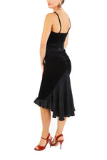 Load image into Gallery viewer, Black Velvet Fishtail Tango Dress