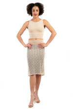 Load image into Gallery viewer, Beige Lace Fishtail Tango Skirt