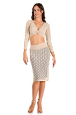 Load image into Gallery viewer, Beige Lace Fishtail Tango Skirt
