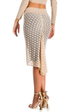 Load image into Gallery viewer, Beige Lace Fishtail Tango Skirt
