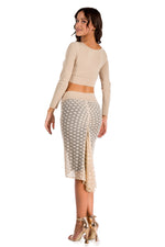 Load image into Gallery viewer, Beige Lace Fishtail Tango Skirt