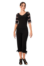 Load image into Gallery viewer, Black Blouse With Lace Back And Sleeves

