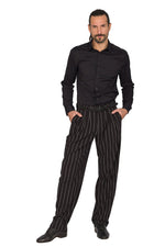 Load image into Gallery viewer, Black Bold Striped Tango Pants With Three Pleats 
