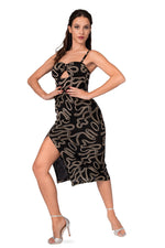 Load image into Gallery viewer, Black Bow Bust Midi Dress With Sparkling Gold Details
