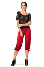 Load image into Gallery viewer, Black Lace See-through Top With Short Sleeves