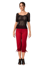 Load image into Gallery viewer, Black Lace See-through Top With Short Sleeves