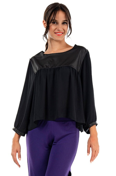 Black Loose Casual Blouse