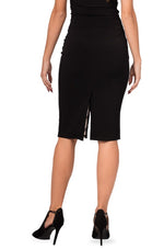 Load image into Gallery viewer, Black Pencil Skirt With Big B&amp;W Houndstooth Pattern
