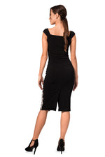 Load image into Gallery viewer, Black Pencil Skirt With Black And Beige Inca Pattern