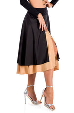 Load image into Gallery viewer, Black Satin Two-layered Dance Skirt With Gold Base