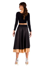 Load image into Gallery viewer, Black Satin Two-layered Dance Skirt With Gold Base