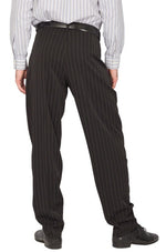 Load image into Gallery viewer, Black Striped Tango Pants With Three Inverted Pleats 
