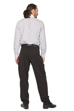 Load image into Gallery viewer, Black Striped Tango Pants With Three Inverted Pleats 
