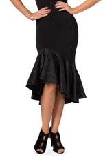 Load image into Gallery viewer, Black Tango Skirt With Black Taffeta Ruffles
