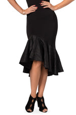 Load image into Gallery viewer, Black Tango Skirt With Black Taffeta Ruffles