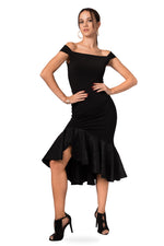 Load image into Gallery viewer, Black Tango Skirt With Black Taffeta Ruffles