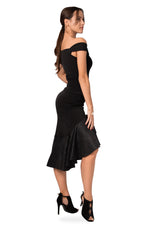 Load image into Gallery viewer, Black Tango Skirt With Black Taffeta Ruffles