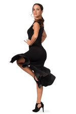 Load image into Gallery viewer, Black Tango Skirt With Black Taffeta Ruffles