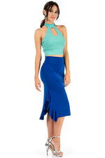 Load image into Gallery viewer, Bodycon Midi Dance Skirt With Side Ruffles