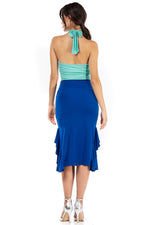Load image into Gallery viewer, Bodycon Midi Dance Skirt With Side Ruffles