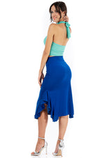Load image into Gallery viewer, Bodycon Midi Dance Skirt With Side Ruffles