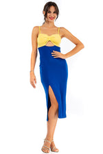 Load image into Gallery viewer, Bow Bust Two Color Midi Dress With Slit